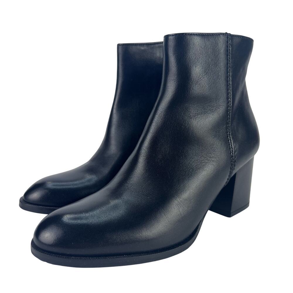 EUC LAMICA Black Soft Leather Block Heel Women's Booties Made in Italy